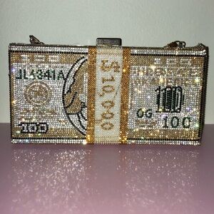 Rhinestone Embellished Money Clutch